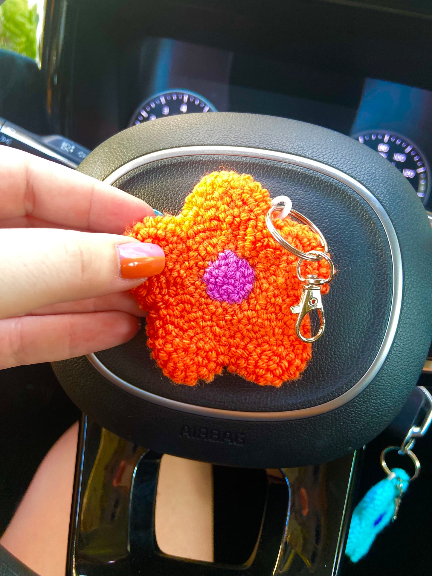 Orange Floral Keychain