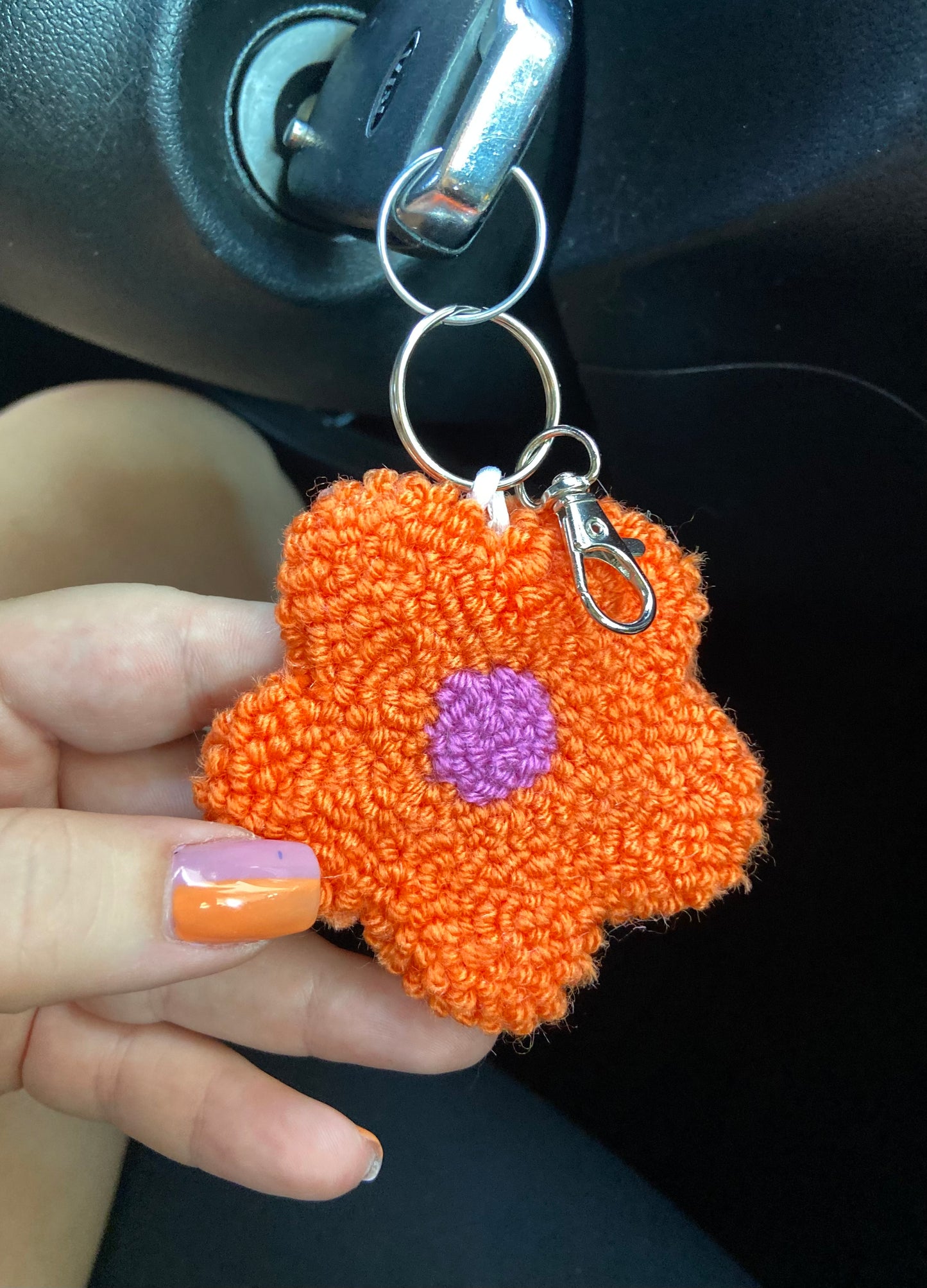 Orange Floral Keychain