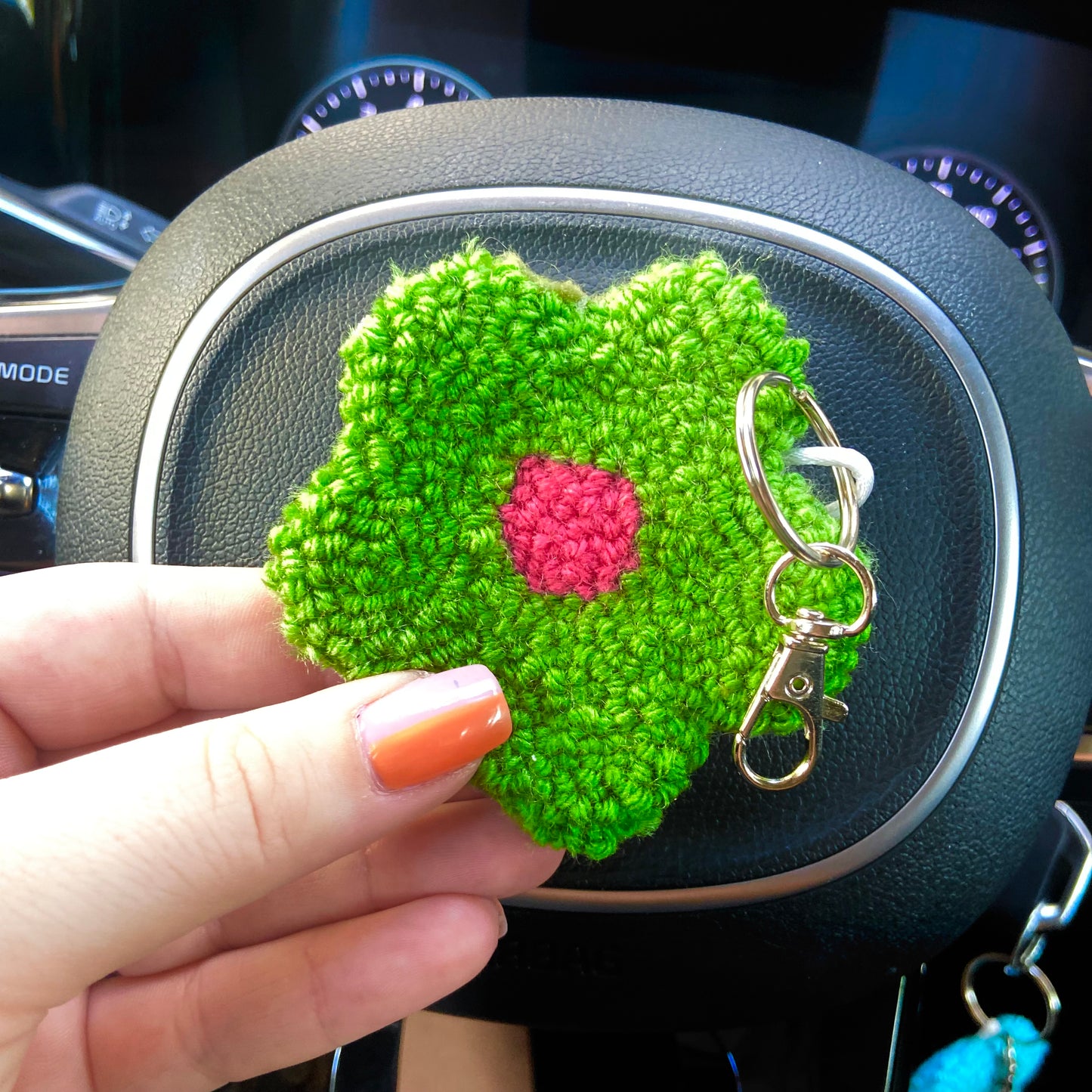 Green Floral Keychain