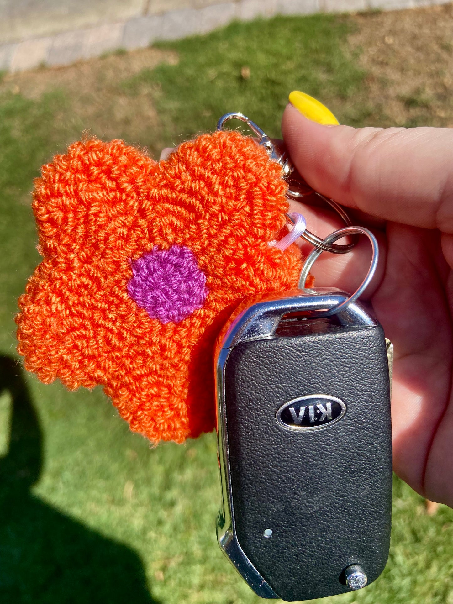 Orange Floral Keychain