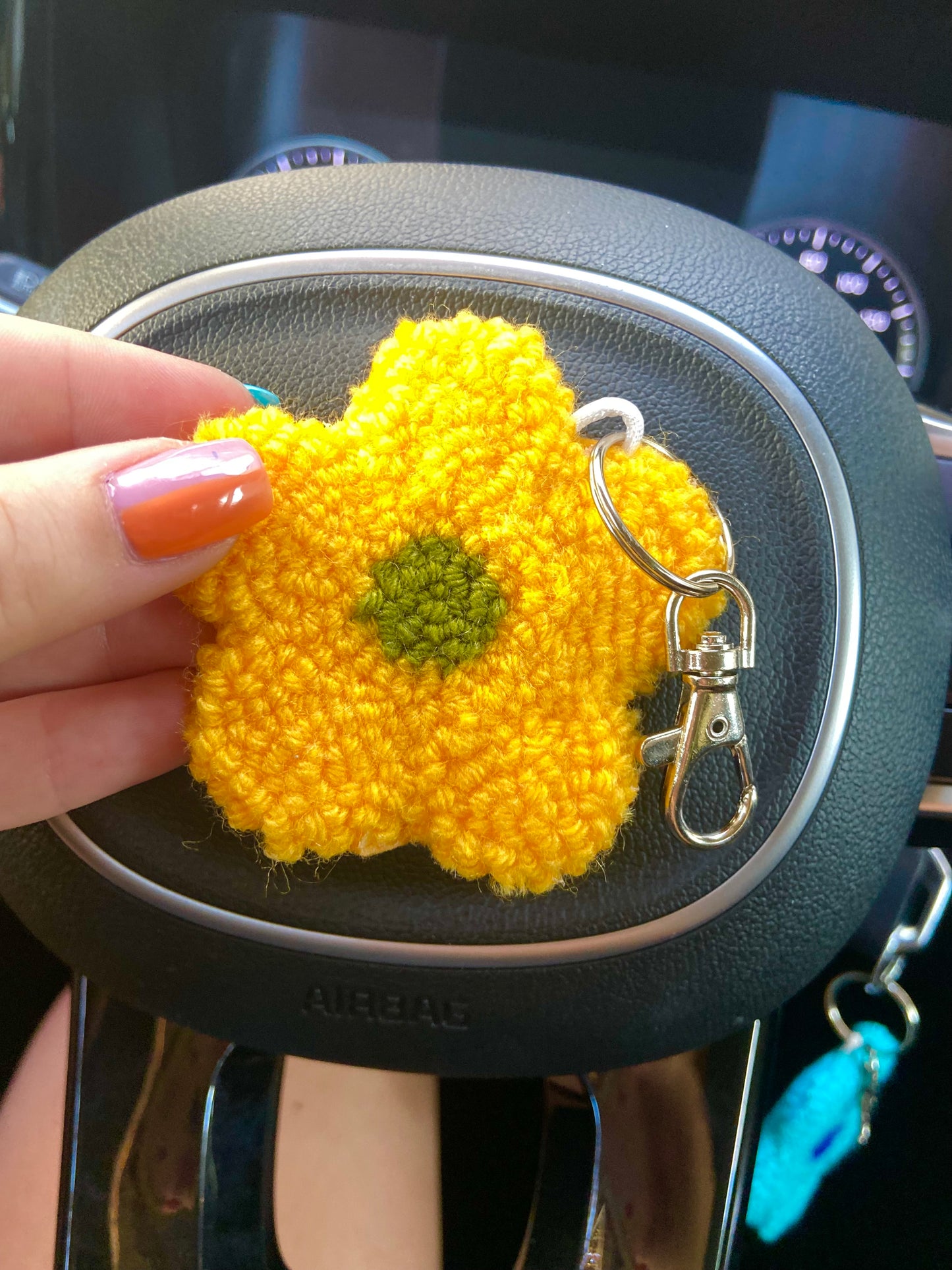 Yellow Floral Keychain