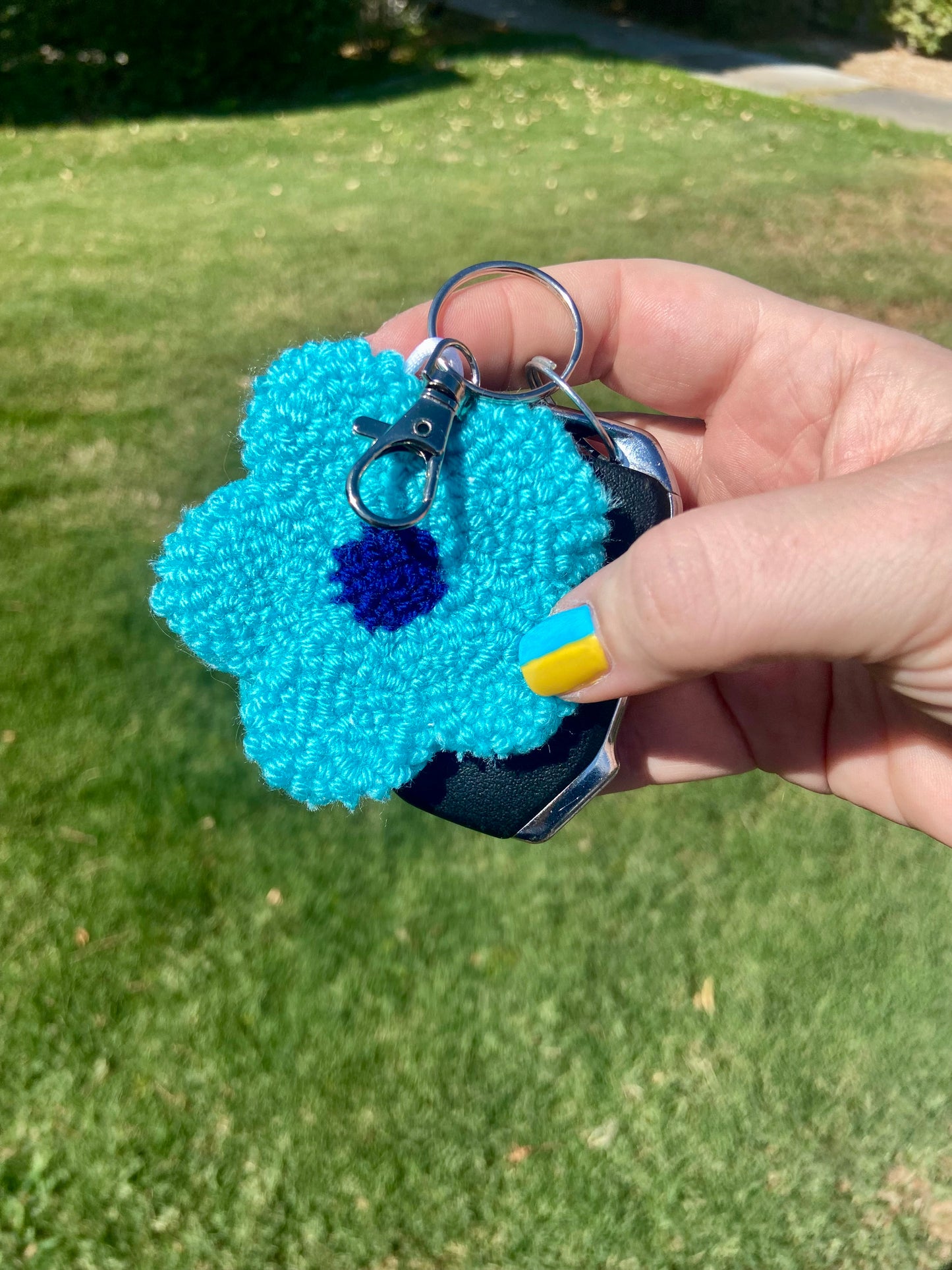 Blue Floral Keychain