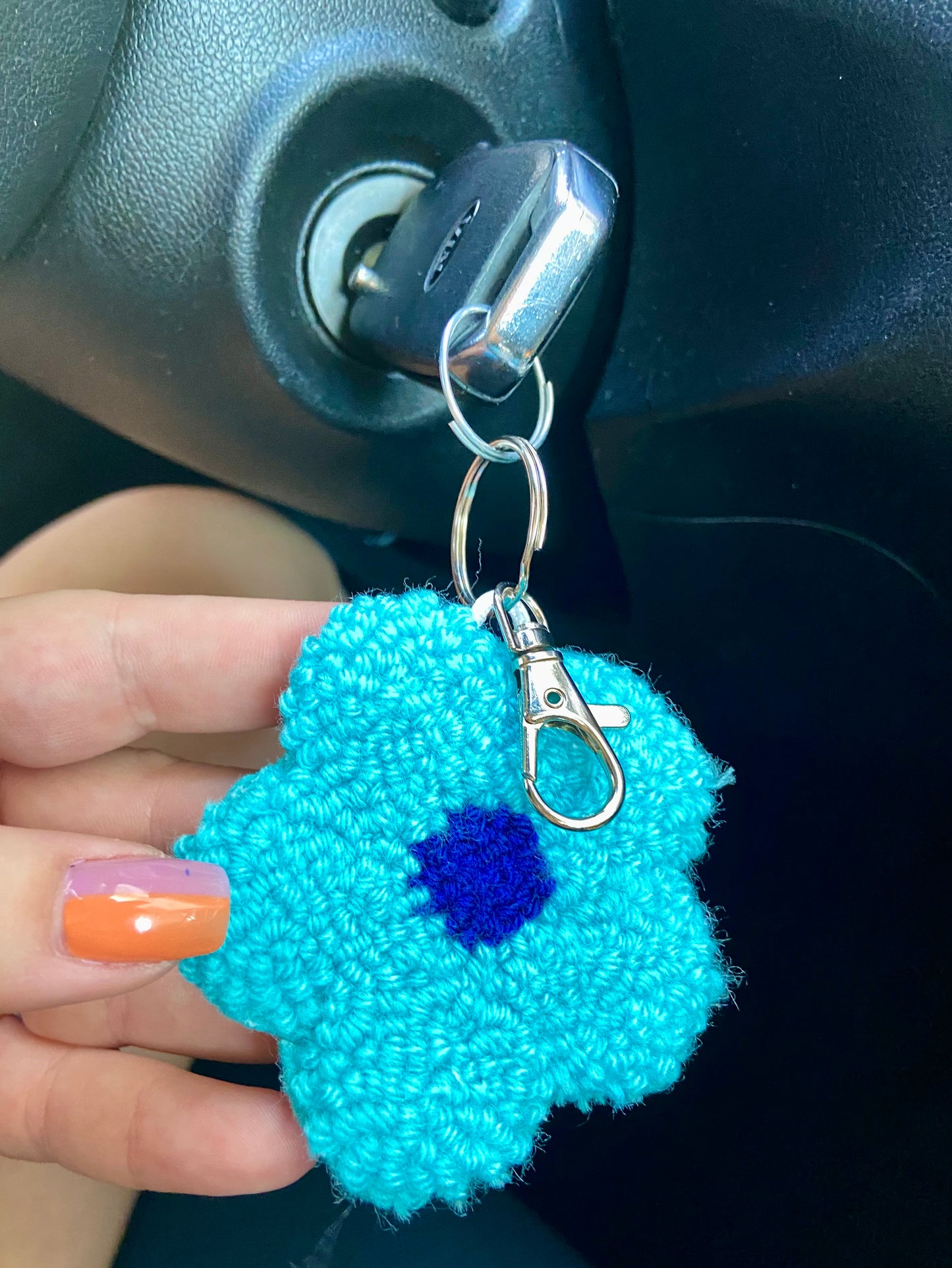 Blue Floral Keychain