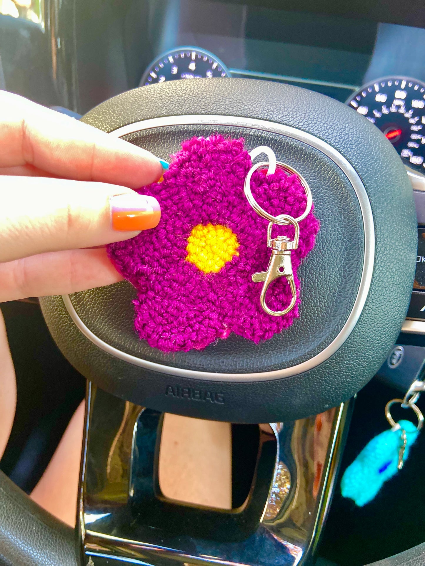 Purple Floral Keychain