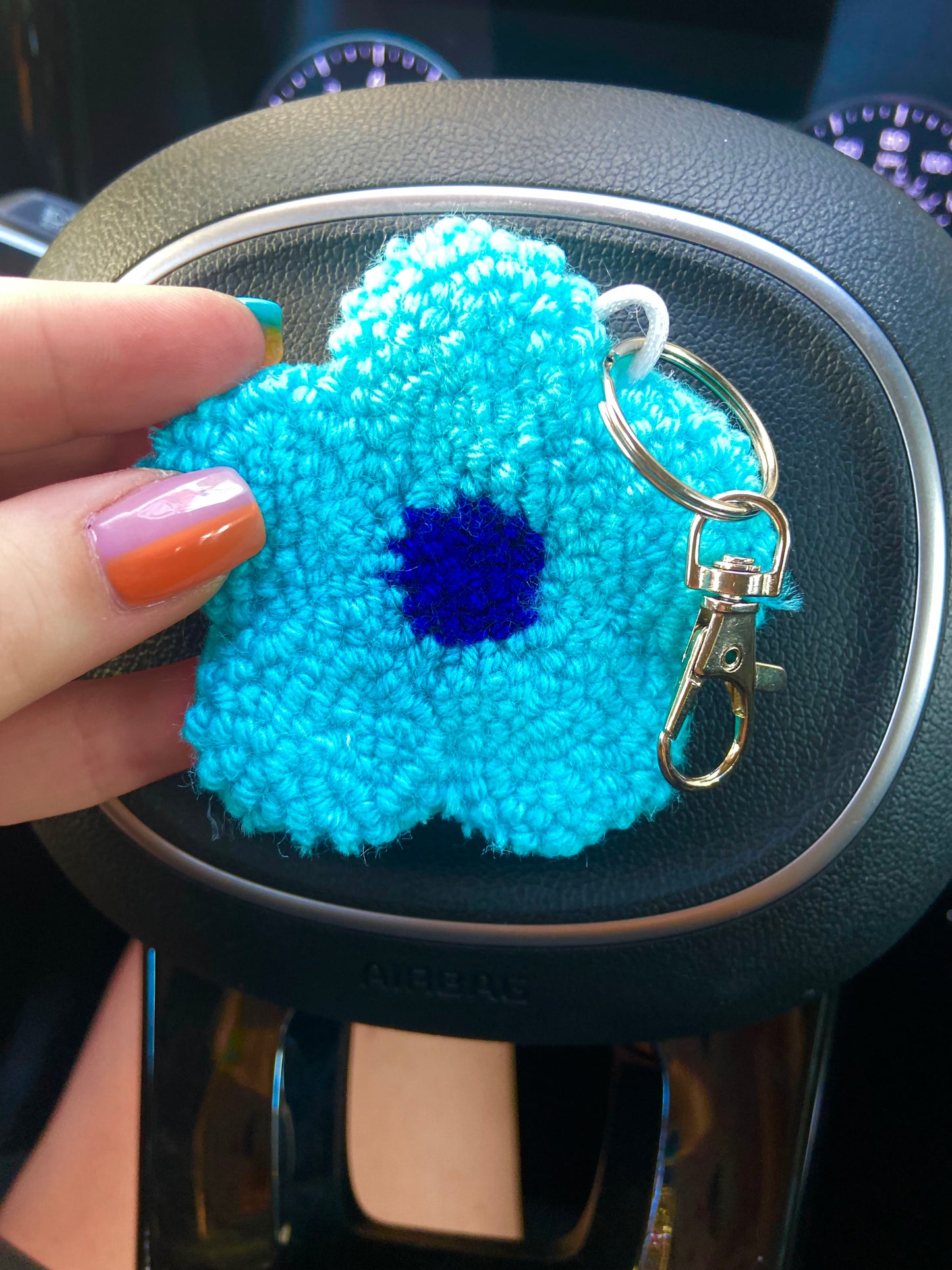Blue Floral Keychain