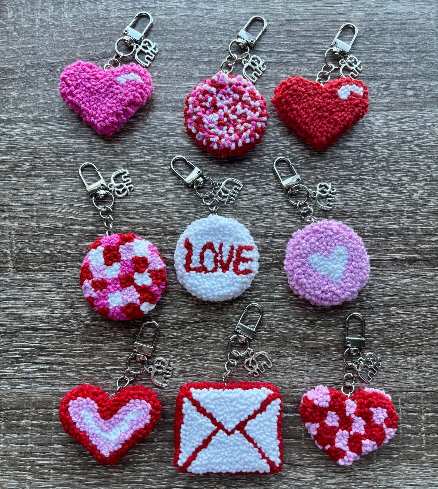 Punch Needle Valentines Keychains