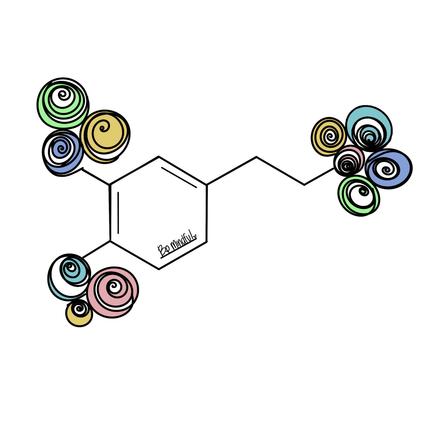 Swirly Dopamine Molecule Sticker