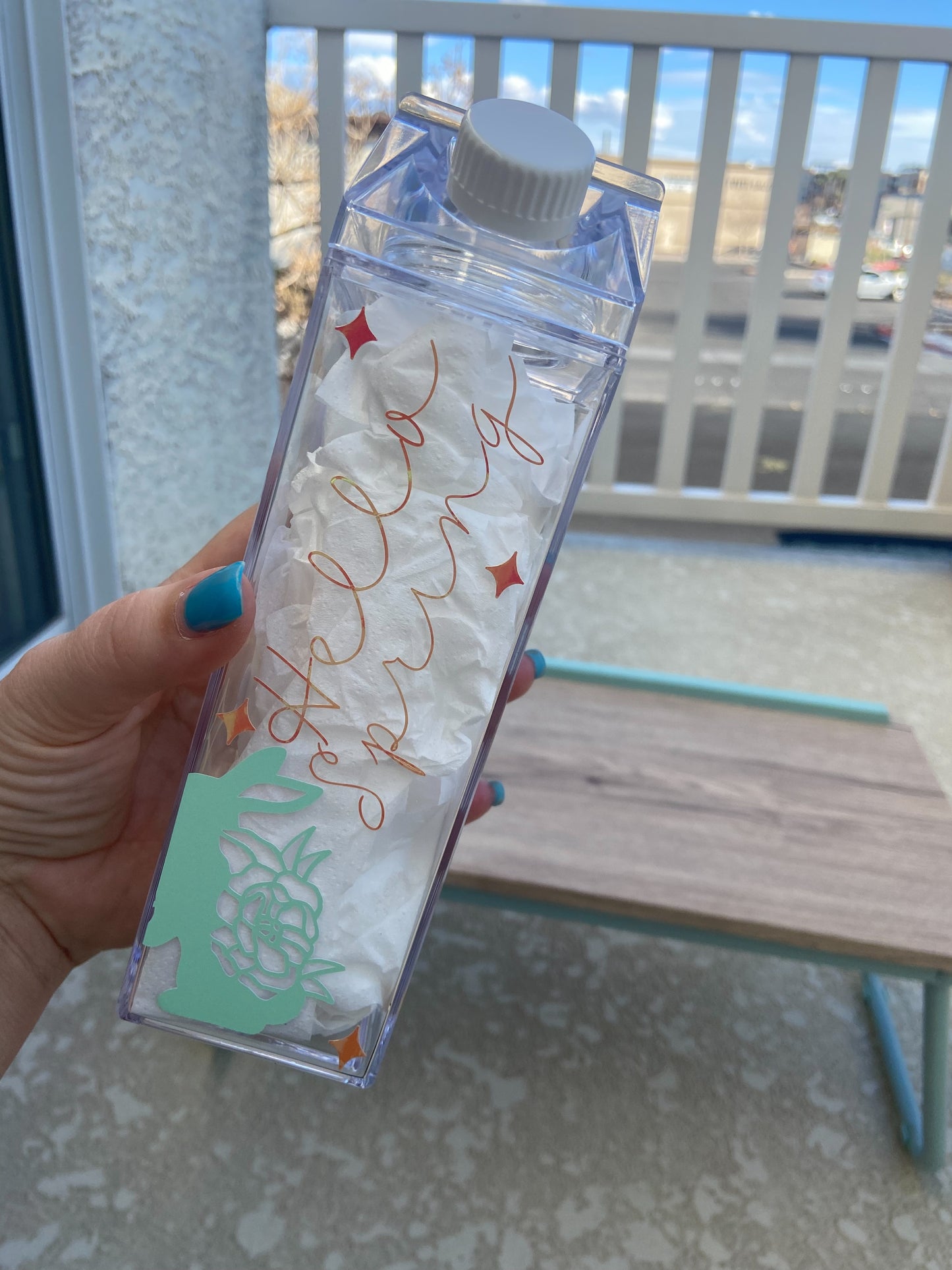 Hello Spring Milk Carton Water Bottle, Glow in the Dark