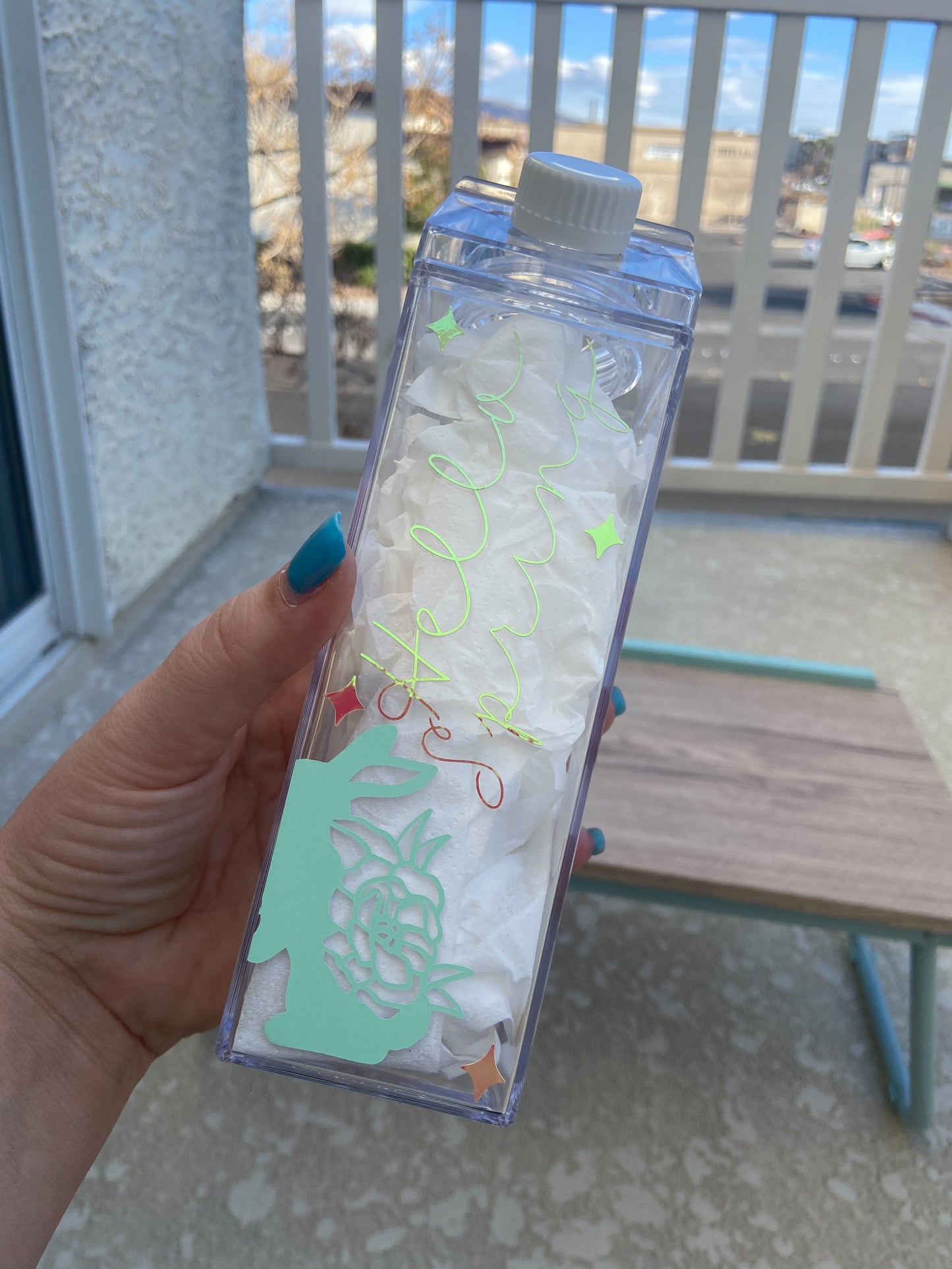 Hello Spring Milk Carton Water Bottle, Glow in the Dark