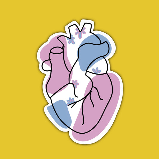 Pink and Purple Retro Heart Sticker