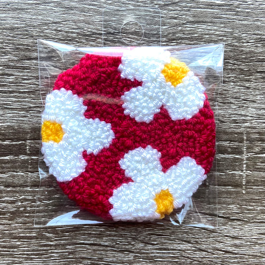 Red and White Floral Coaster