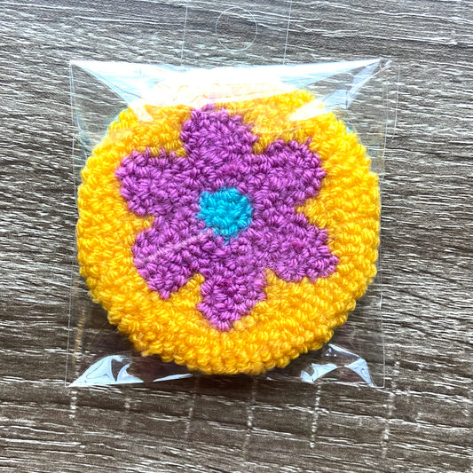 Purple and Yellow Floral Coaster