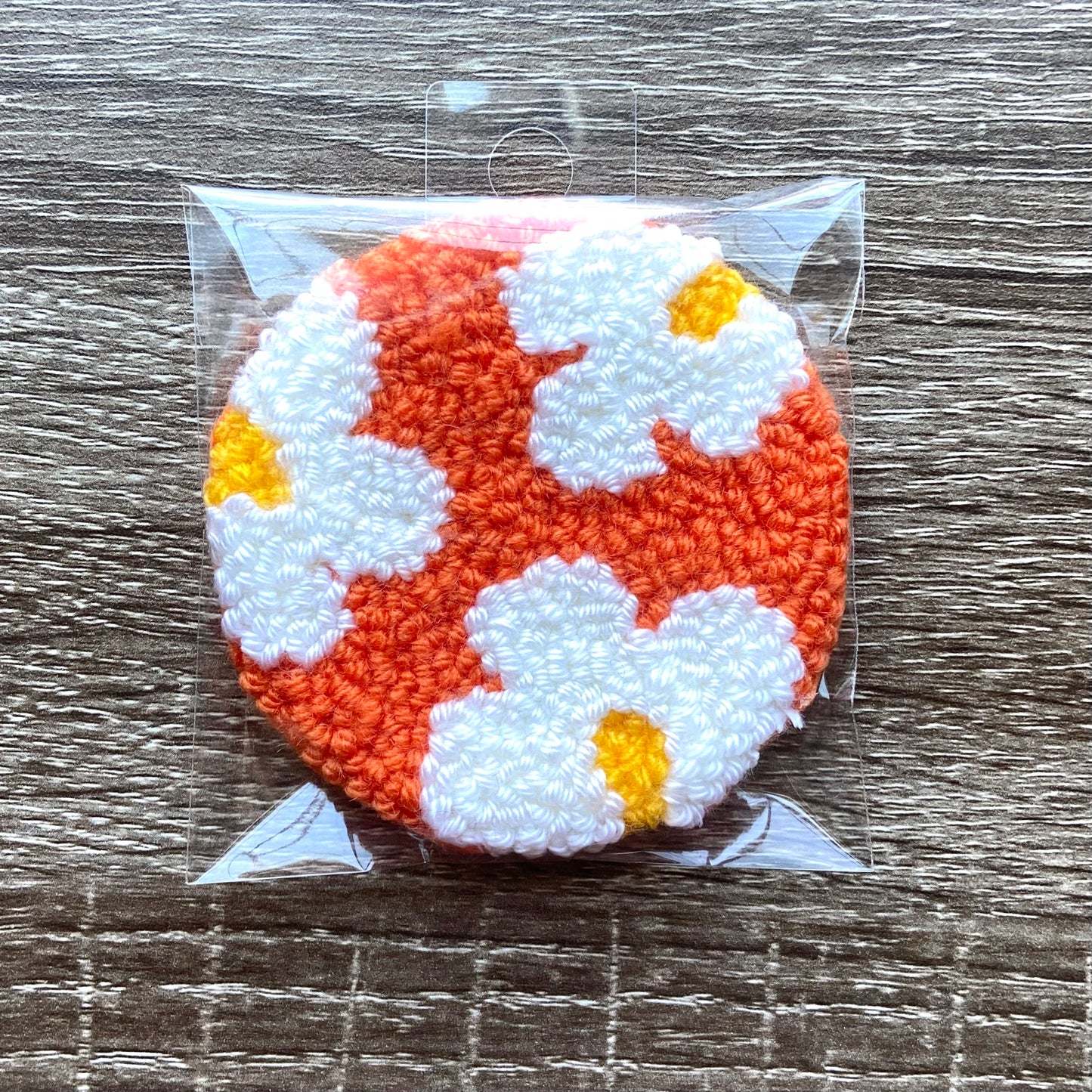 Orange and White Floral Coaster