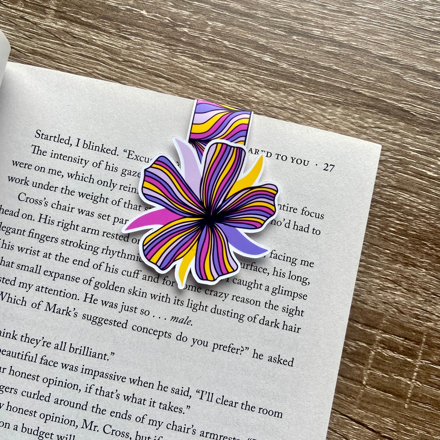 Purple Floral Magnetic Bookmark