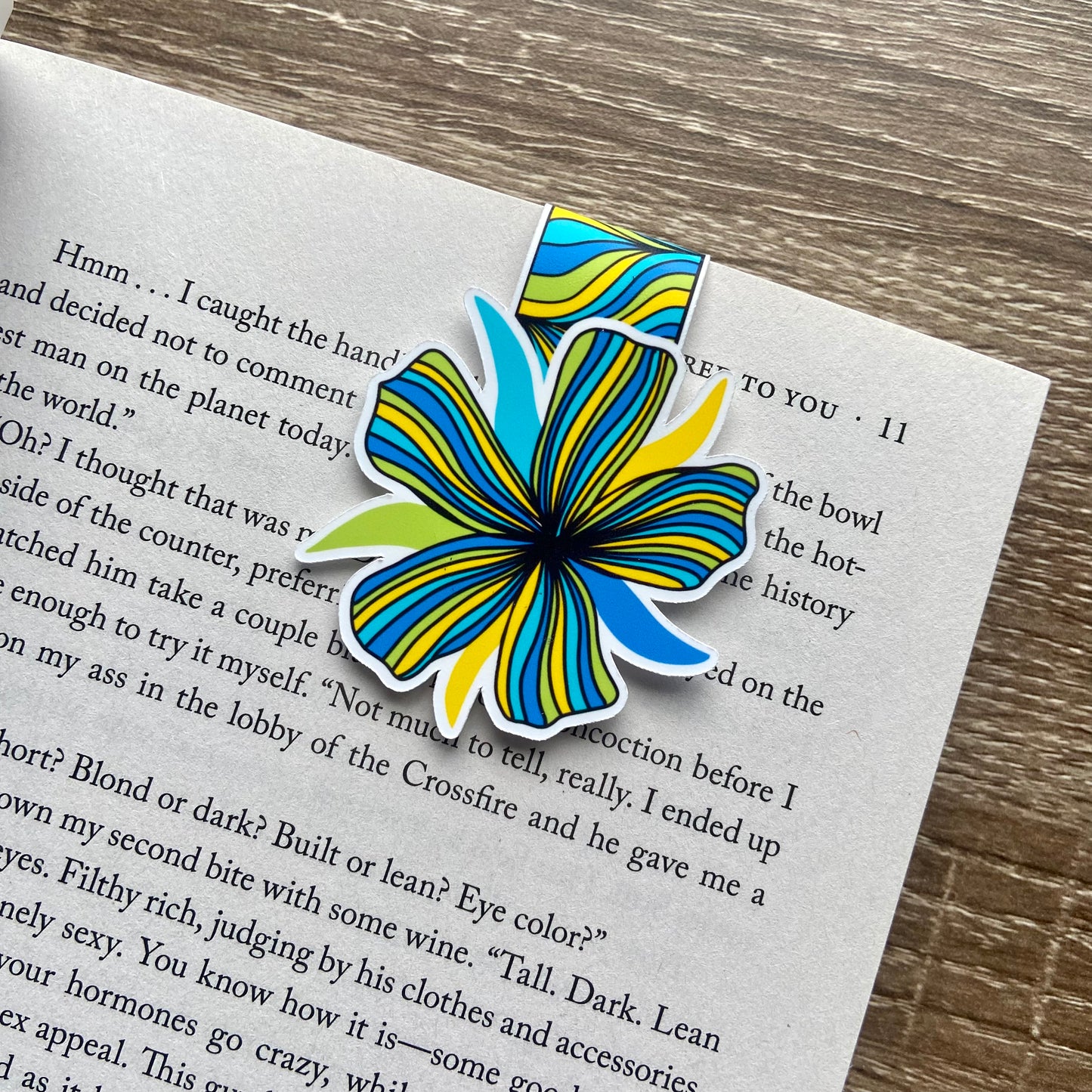 Blue Floral Magnetic Bookmark