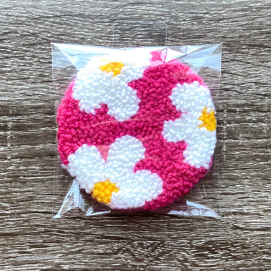 Pink and White Floral Coaster