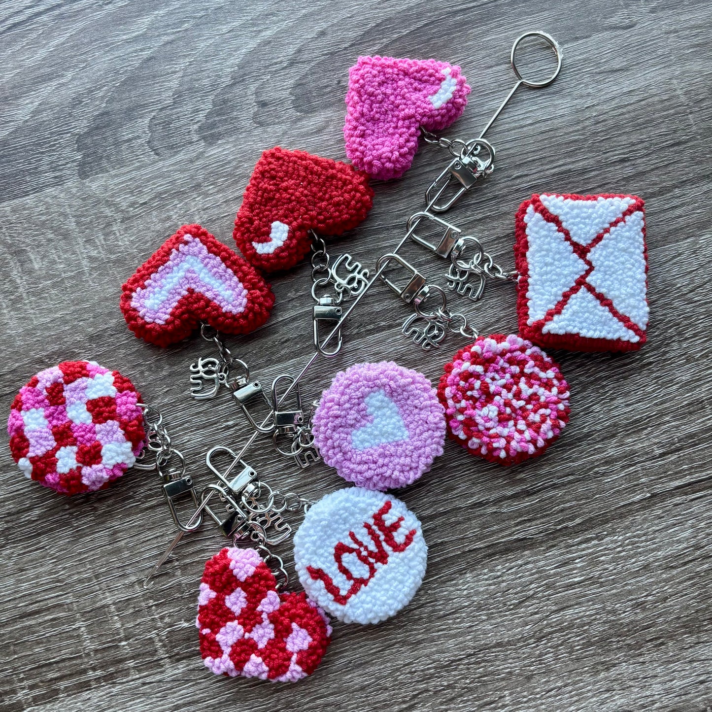 Punch Needle Valentines Keychains