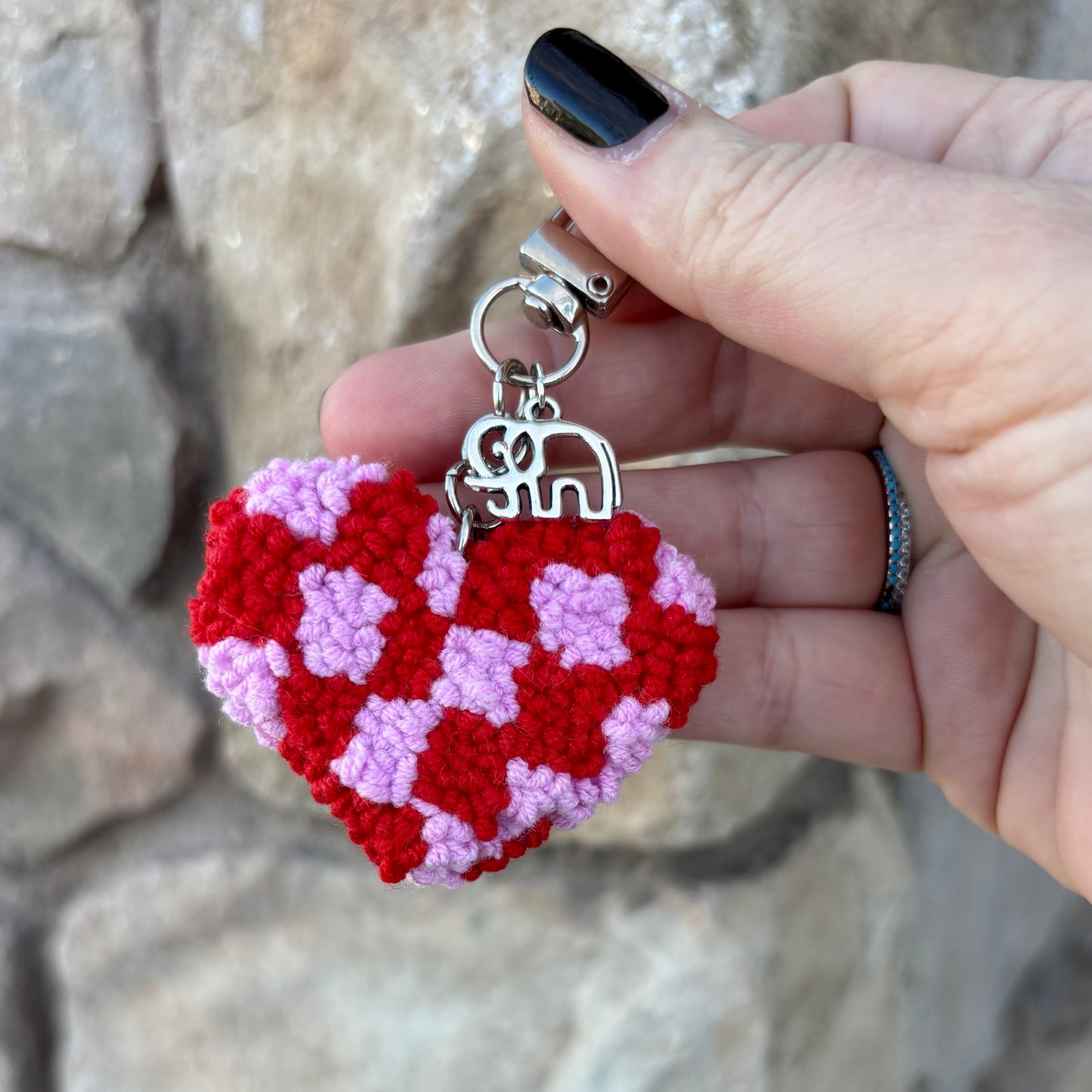 Punch Needle Valentines Keychains