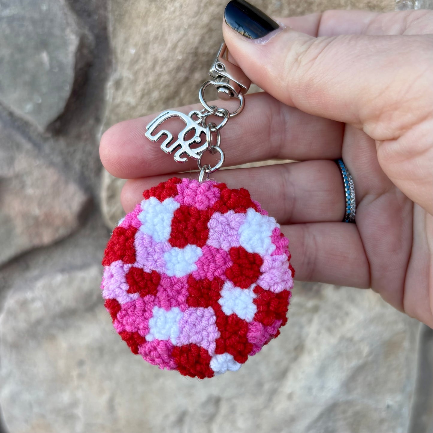 Punch Needle Valentines Keychains