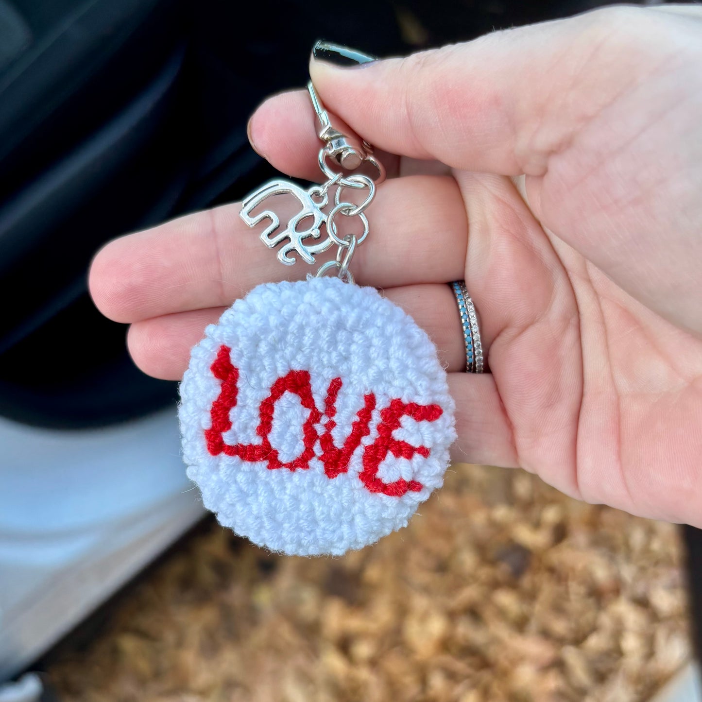 Punch Needle Valentines Keychains