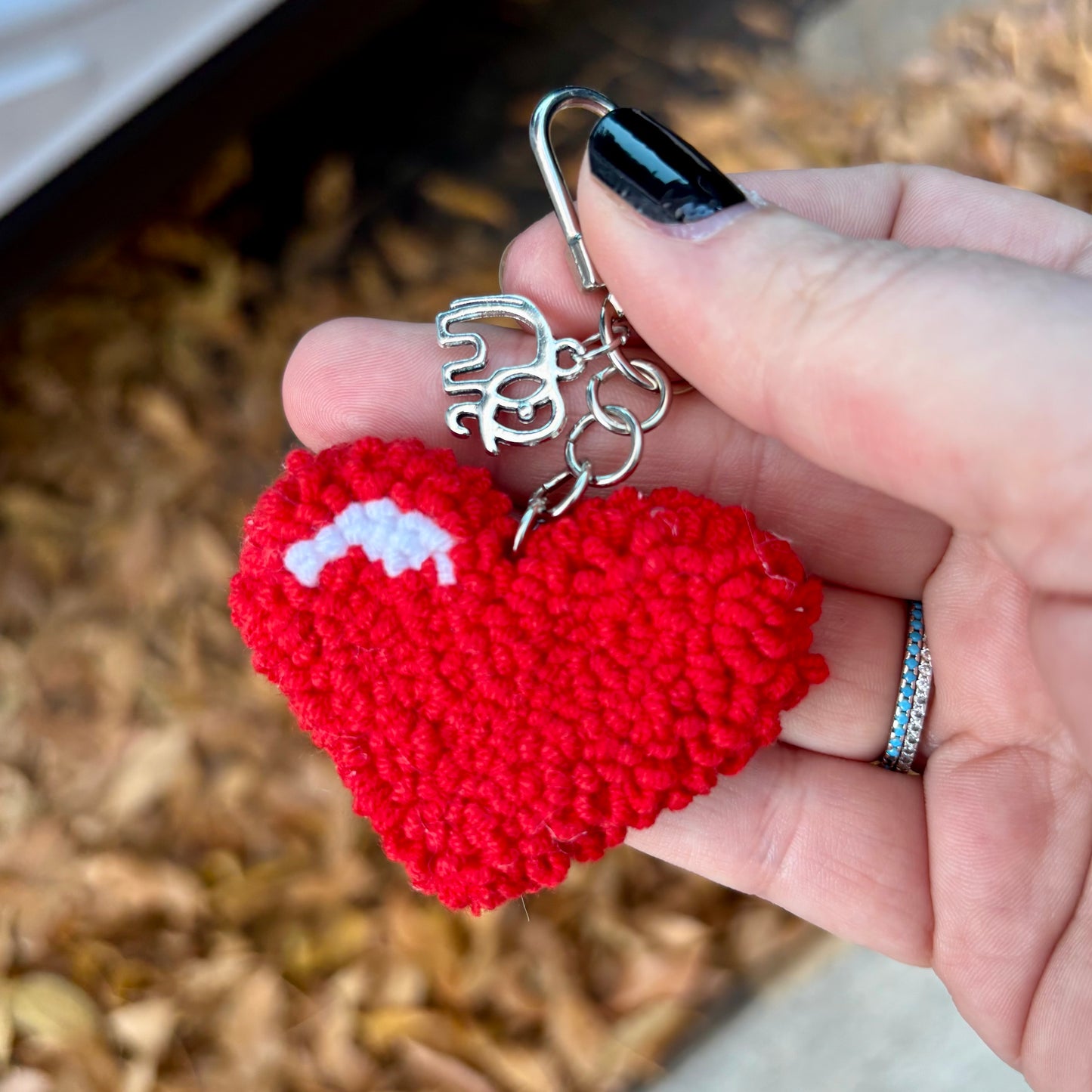 Punch Needle Valentines Keychains
