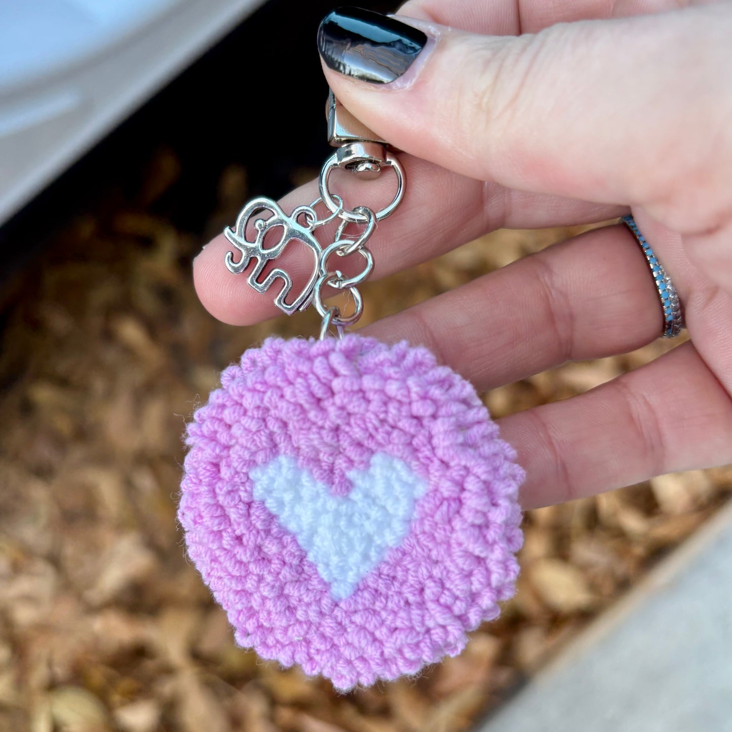 Punch Needle Valentines Keychains