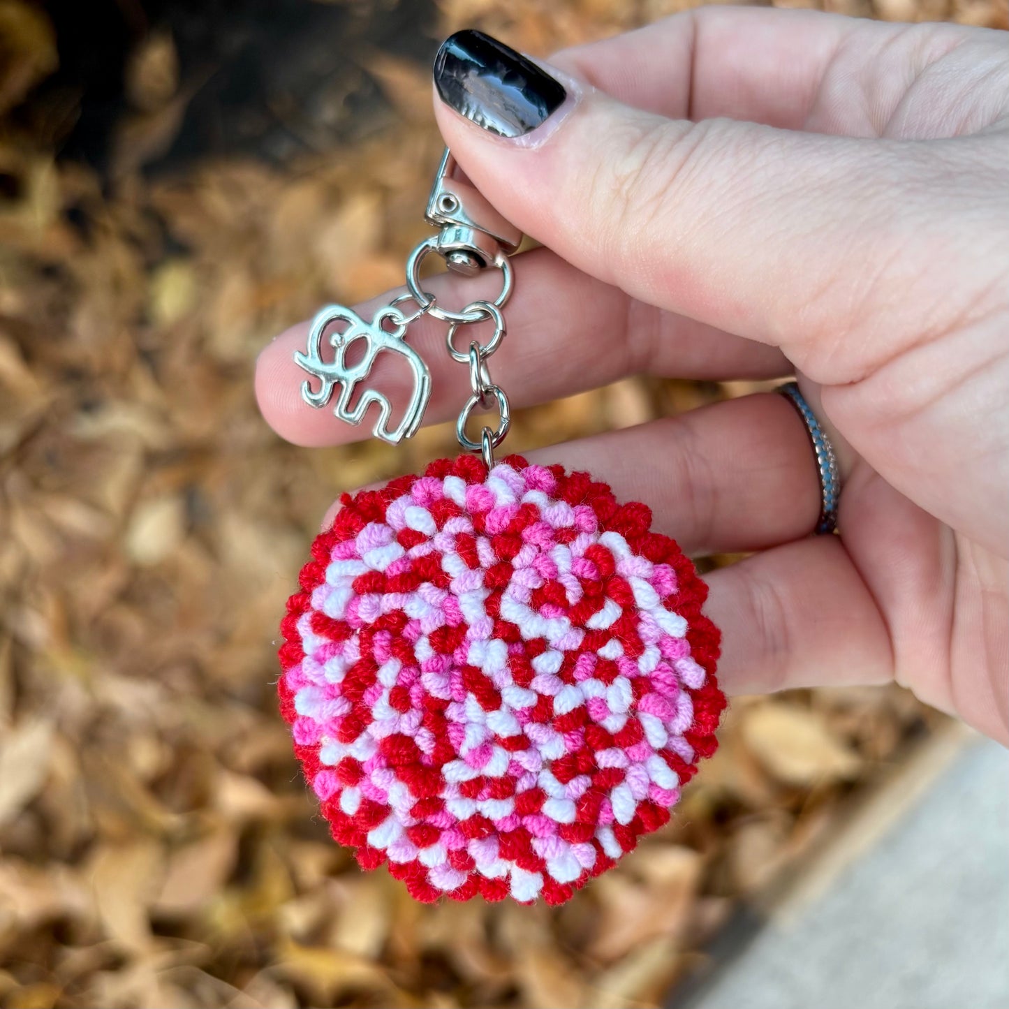 Punch Needle Valentines Keychains